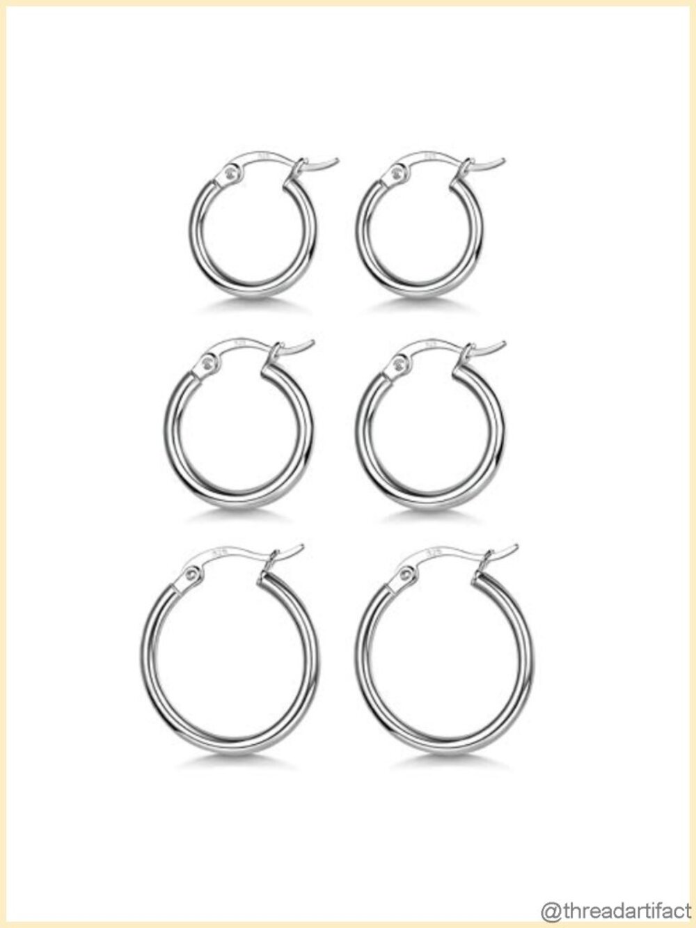 925 Sterling Silver Hoop Earrings White Gold Plated Small Hoops for Women